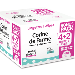 Lingettes change Fresh & Natural fibres biodégradables - Corine de