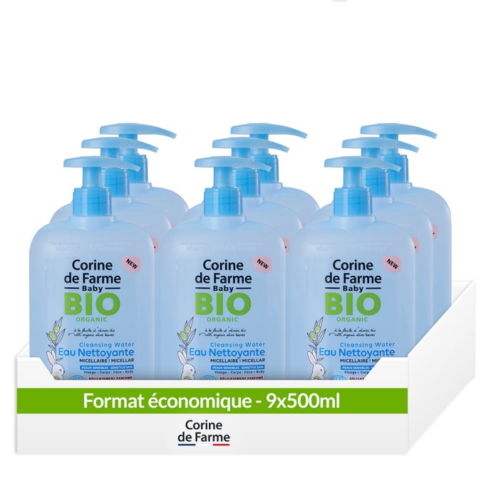 Pack 9 eau nettoyante micellaire parfumée bébé certifiée bio